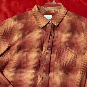 Sonoma Woman's Casual Plaid Shirt - Red and Brown